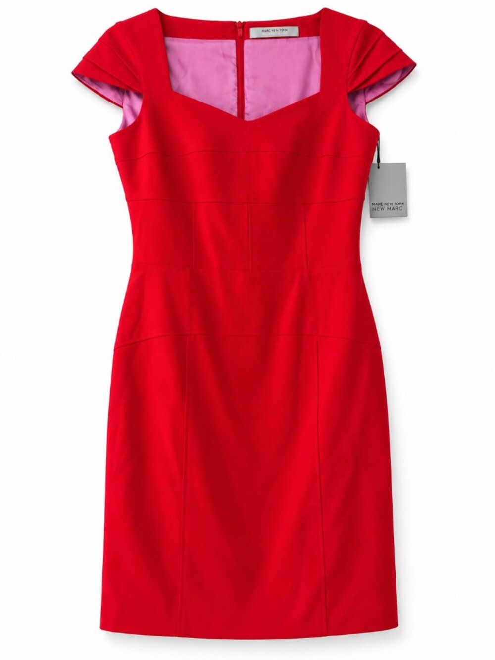 Marc New York Andrew Marc Red Cap Sleeve Sheath Dress Size 6